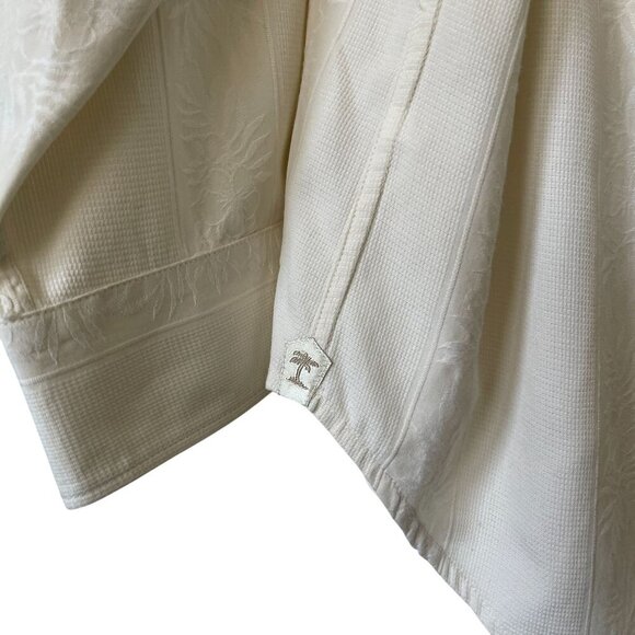 Tommy Bahama Beige Long Sleeve Button-Up Shirt M Silk Blend Textured Palm Leaf - Picture 5 of 9